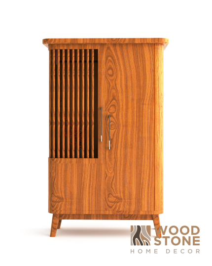 WoodStone Teak Wood Lattice Almirah – Elegant, Durable & Spacious Storage